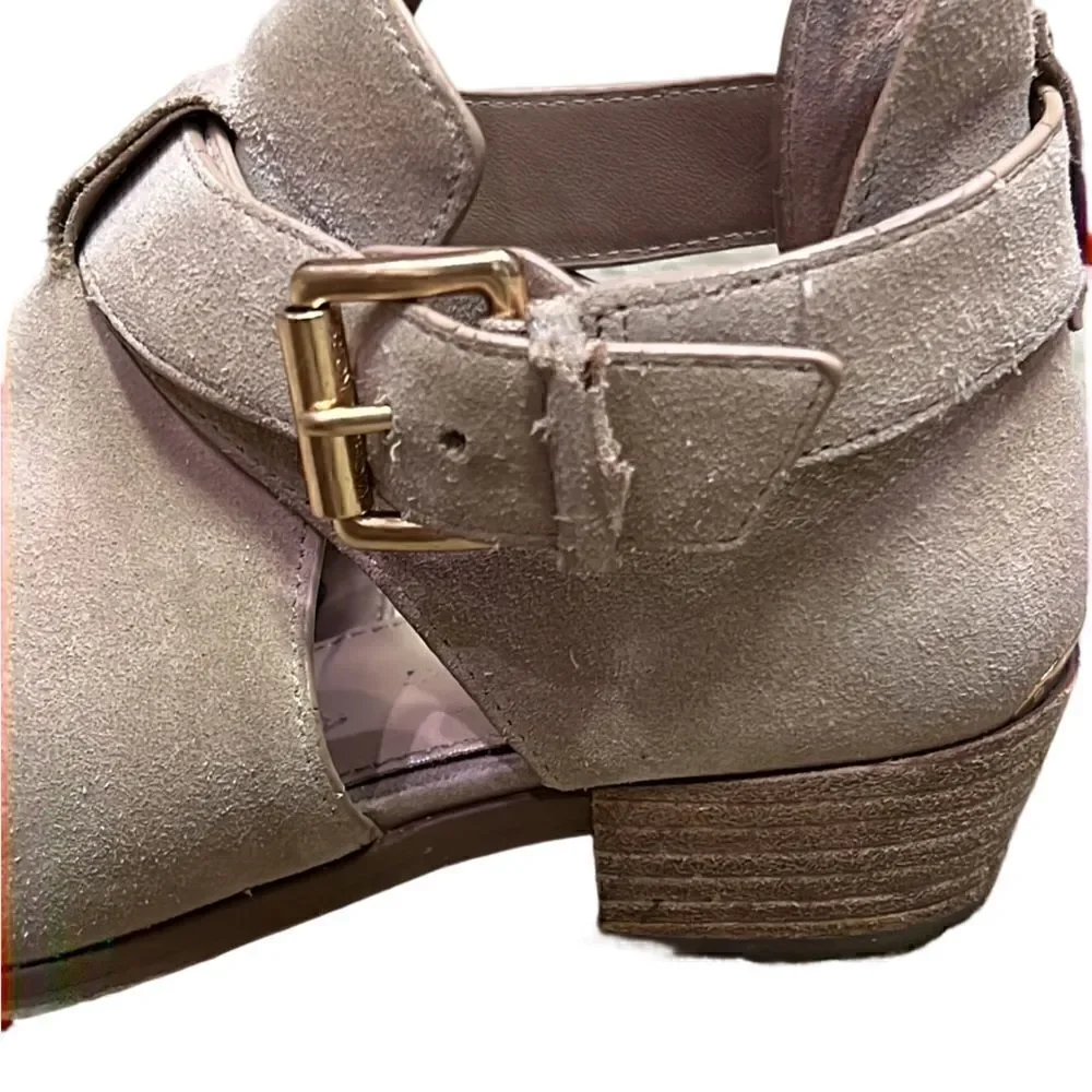 Michael Kors Women’s 6.5 Suede Nude Open Ankle Booties